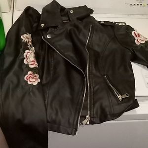 Flower leather jacket
